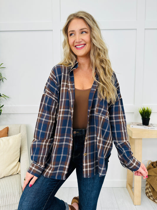 Through The Pines Top in Navy Multi