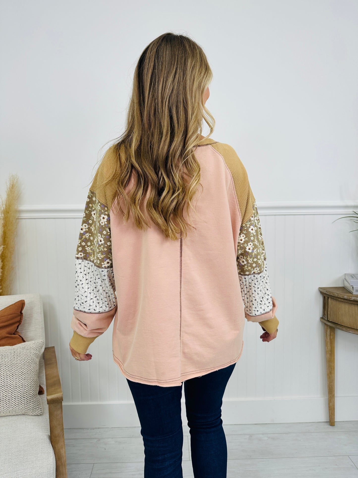 Pieced Back Together Top in V Rose