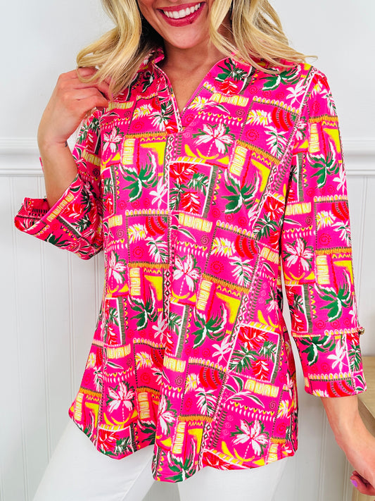 Bloom in Spring Top in Palm Print