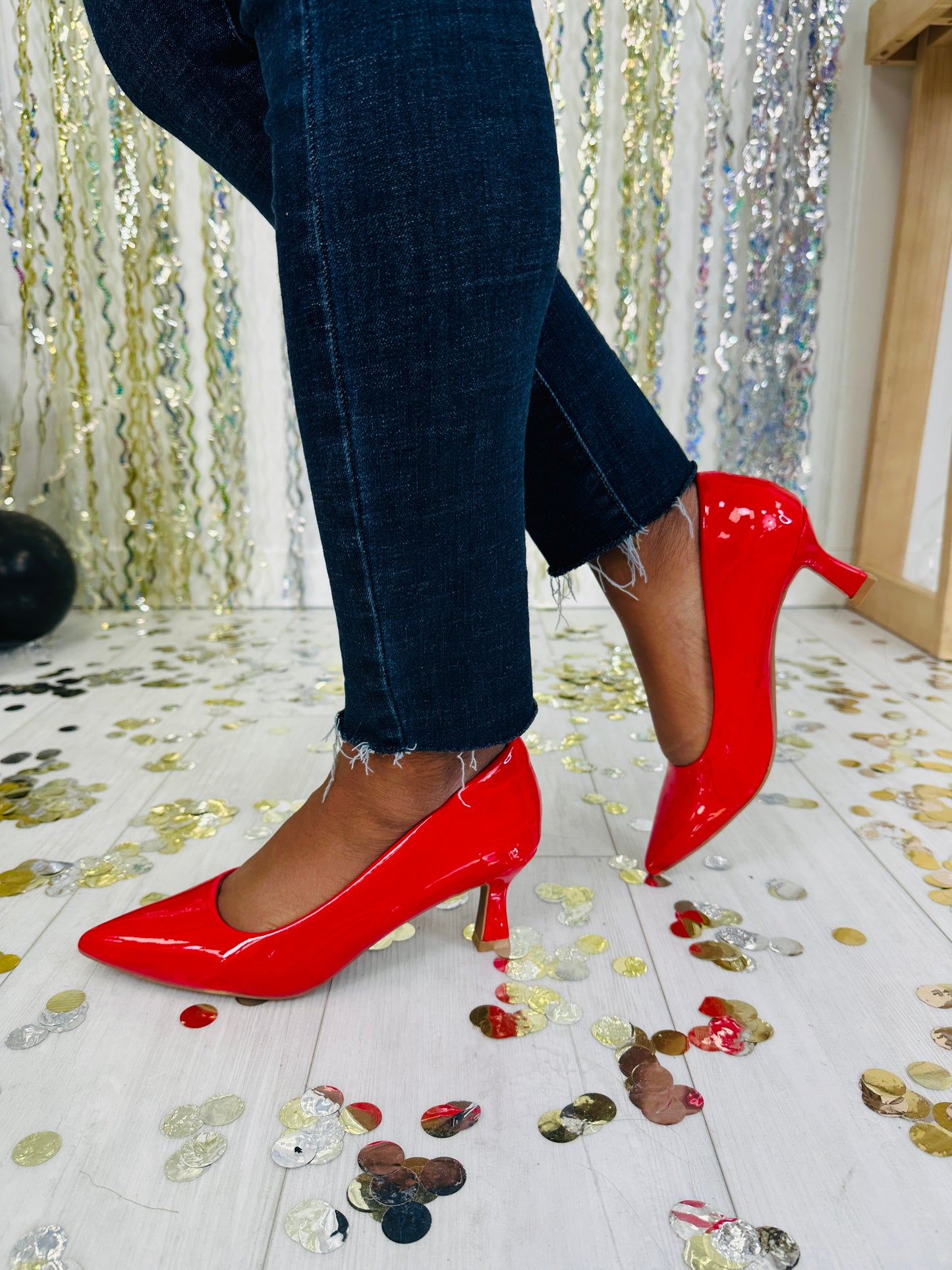 Polished Steps Heels in Red