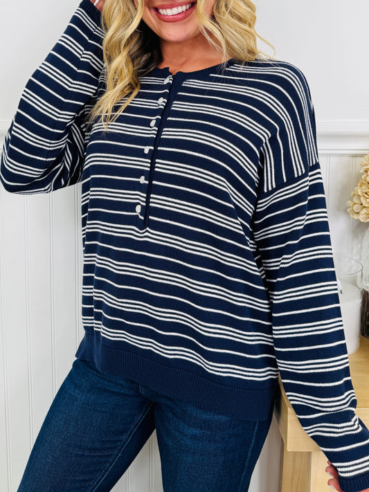 Fine Line Top In Navy