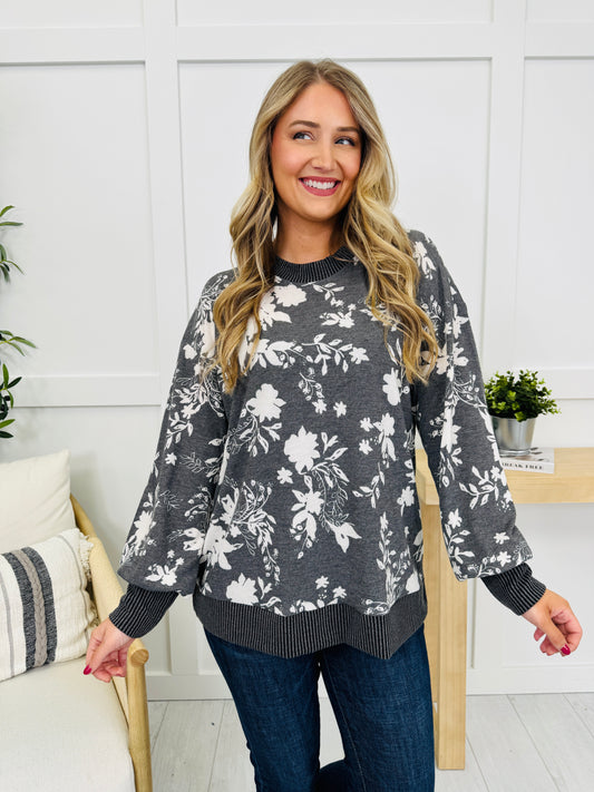 Blossoms In The Breeze Pullover in Black