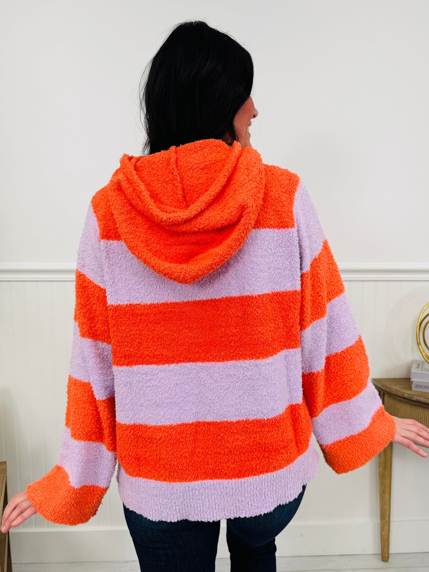 Cozy Little Moments Hoodie In Lilac Orange