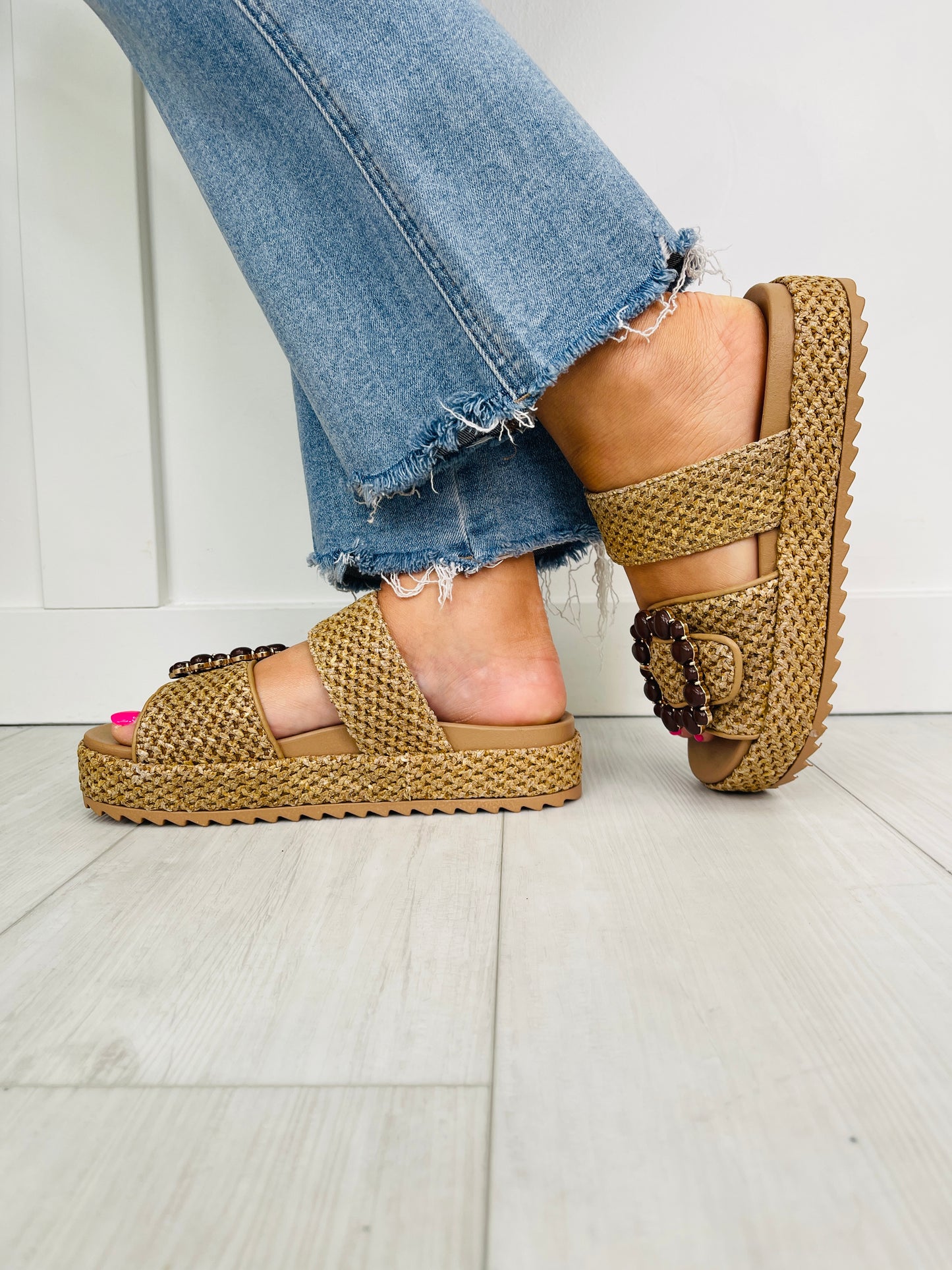 Coastal Crafted Sandals In Tan Raffia