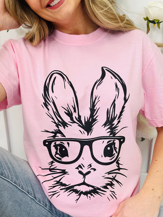 Bunny With Glasses Graphic Tee in Multiple Colors