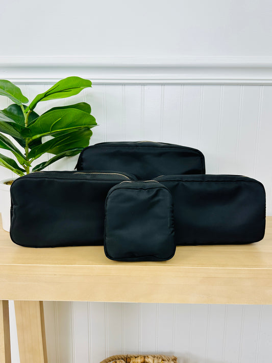 Black Set Of 4 Cosmetic Bags