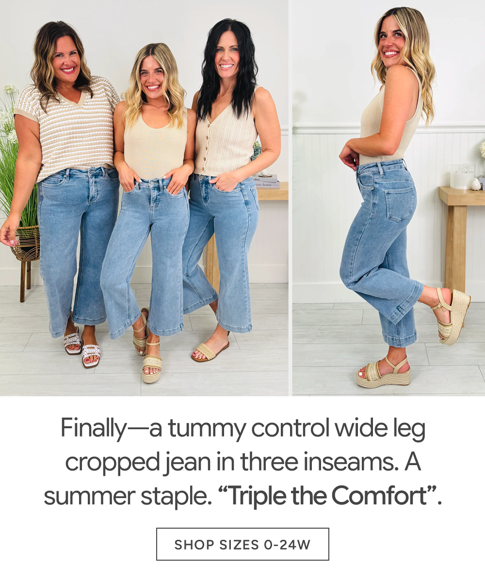 Triple the Comfort cropped wide leg jeans!