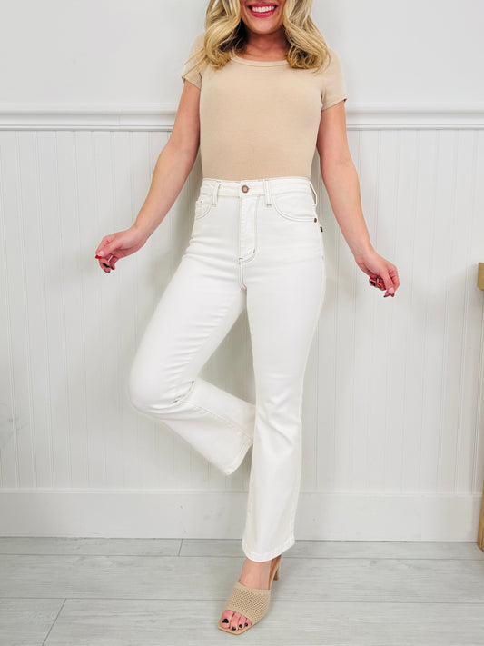 Judy Blue White Wash Kick Flare Jeans