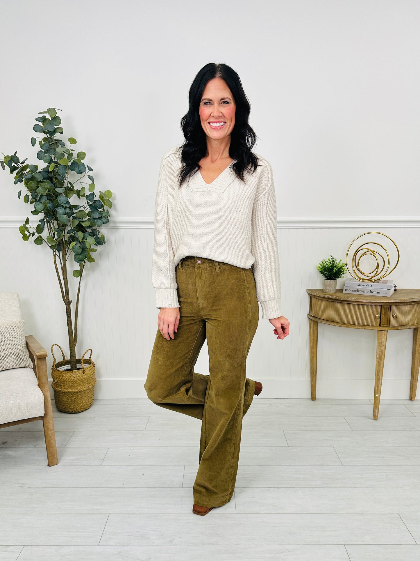 Judy Blue Olive Obsession Retro Wide Leg Corduroy Jeans