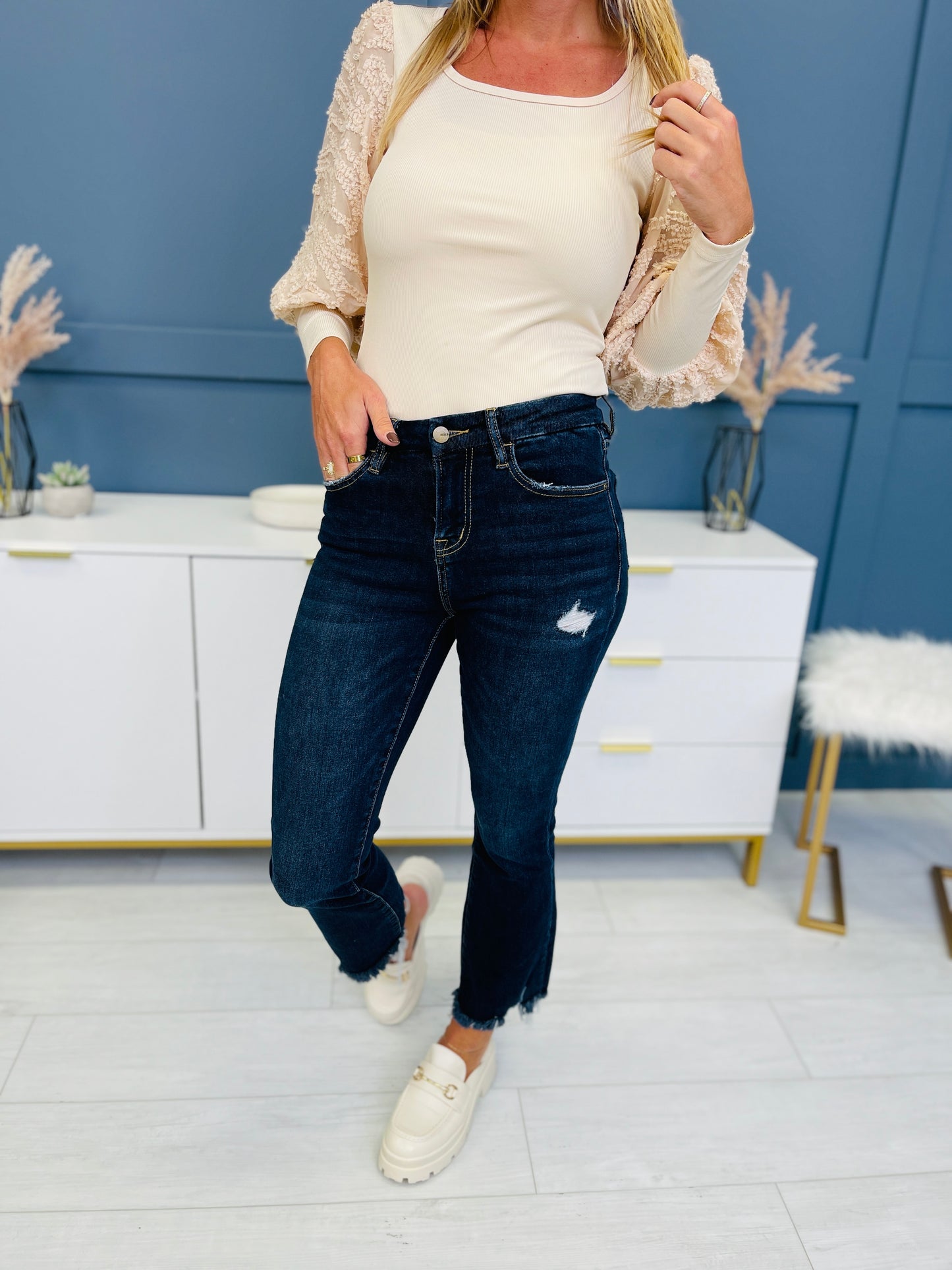 Restock! Mica REG/CURVY Kick Off Flare Cropped Jeans in Two Washes