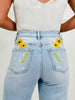 Sunflower Season Tummy Control Wide Leg Cropped Jeans
