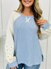 Sleeve Of Petals Sweater In Baby Blue