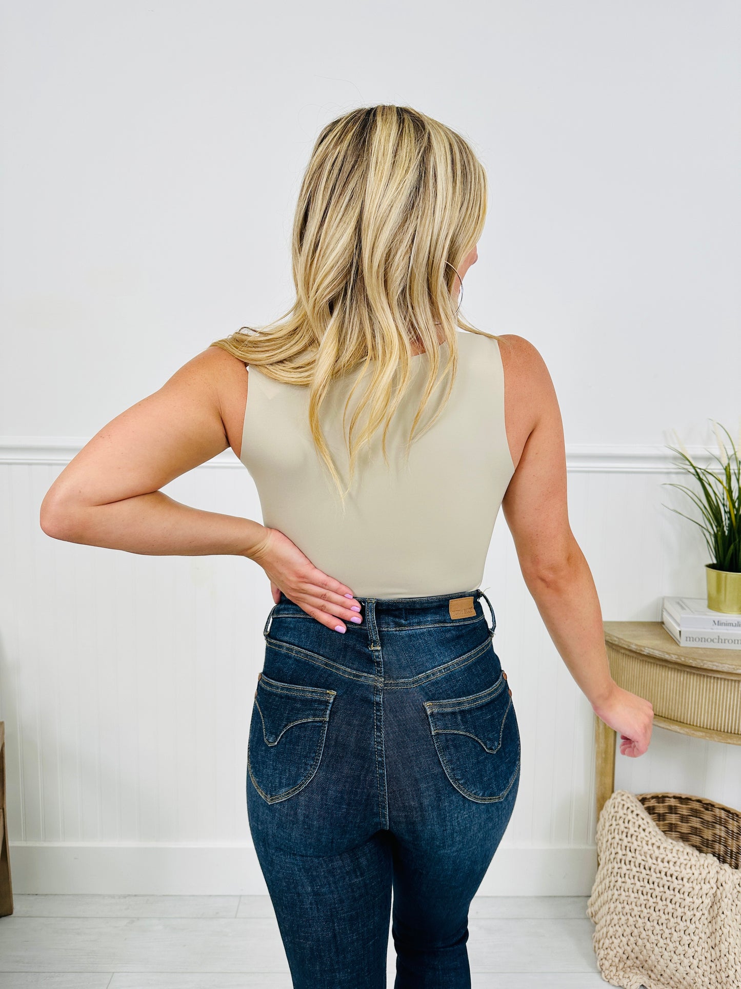 MOCO Signature Sleeveless Bodysuit in Stone-- Multiple Lengths!