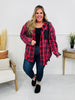 Falling For Flannel Hooded Shacket in Red