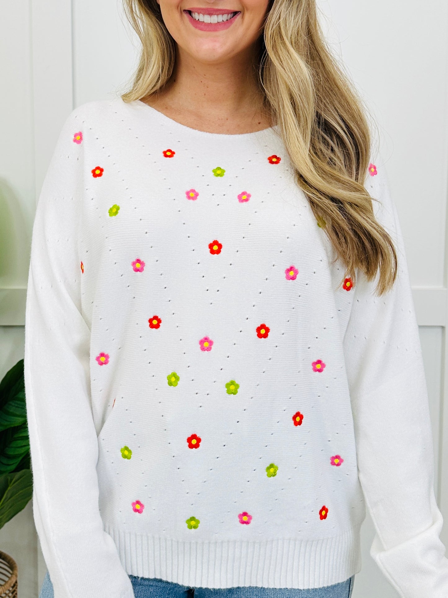 Scattered Bloom Top In Off White