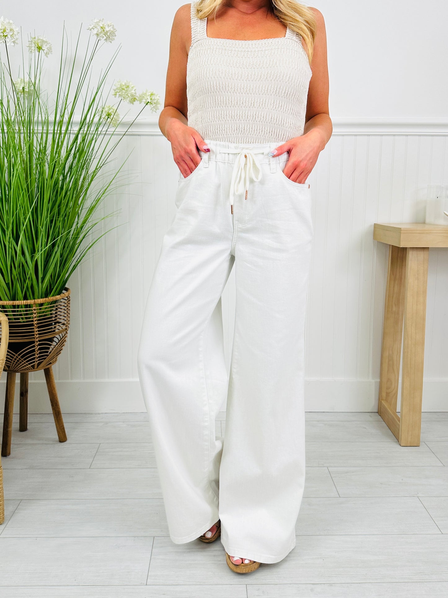 Judy Blue White As a Feather Palazzo Jeans