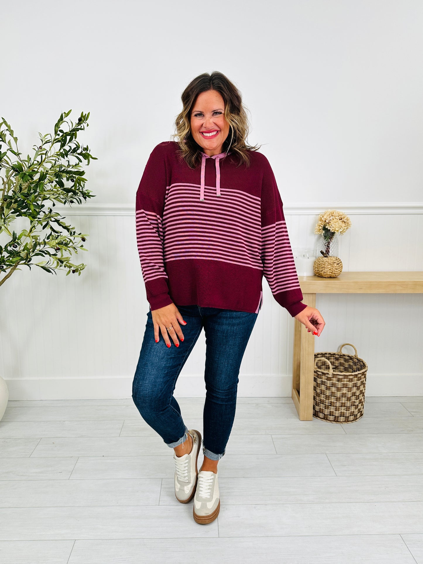 Worth The Stripe Top In Wine