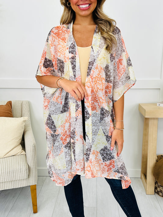 True Wishes Kimono In Coral Combo