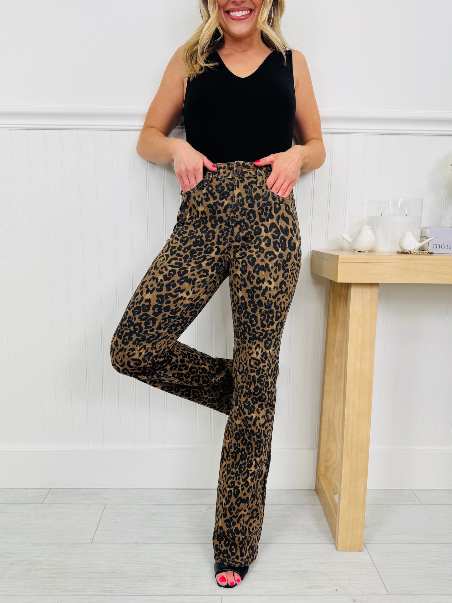 Judy Blue Leveled Up Leopard Bootcut Jeans