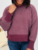 Harvest Hues Pullover in Dark Cherry/White