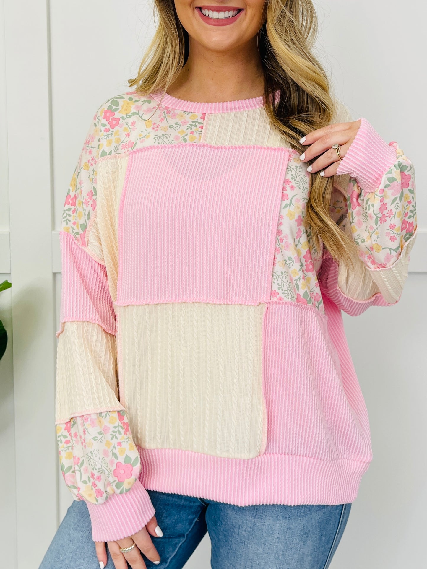 Mixed In The Meadow Top In Pink