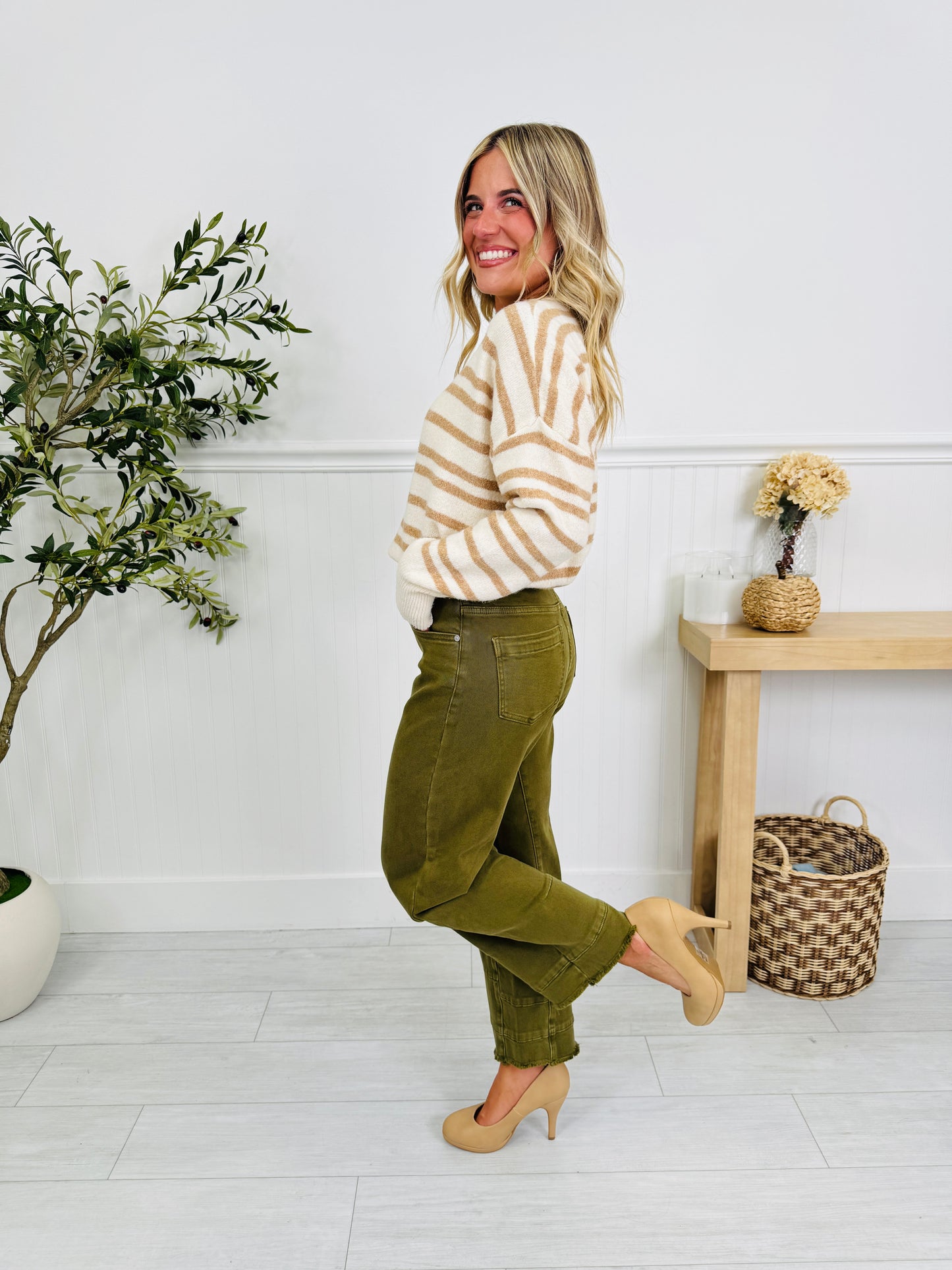 Olive You More Tummy Control Barrel Jeans