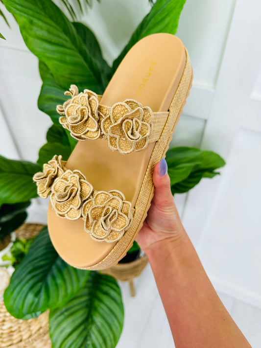 Petal Party Sandals In Natural Raffia