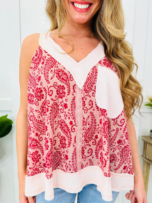 Let It Be Lovely Tank Top In Red Multi