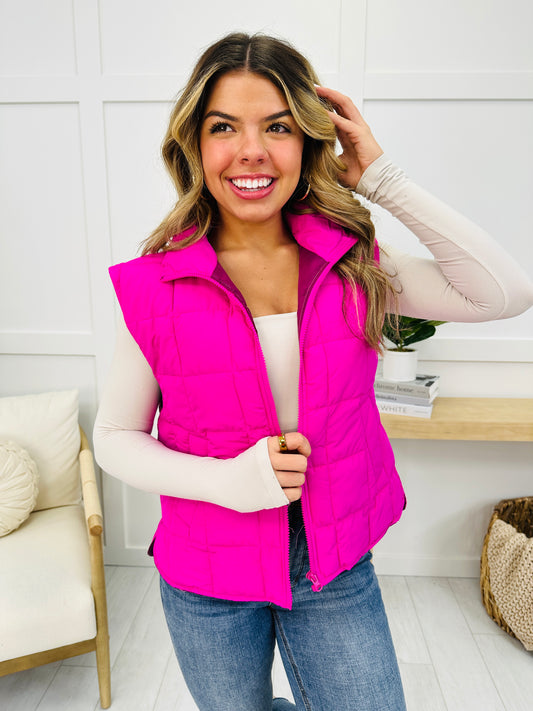 Puffed To Perfection Vest In Fuchsia