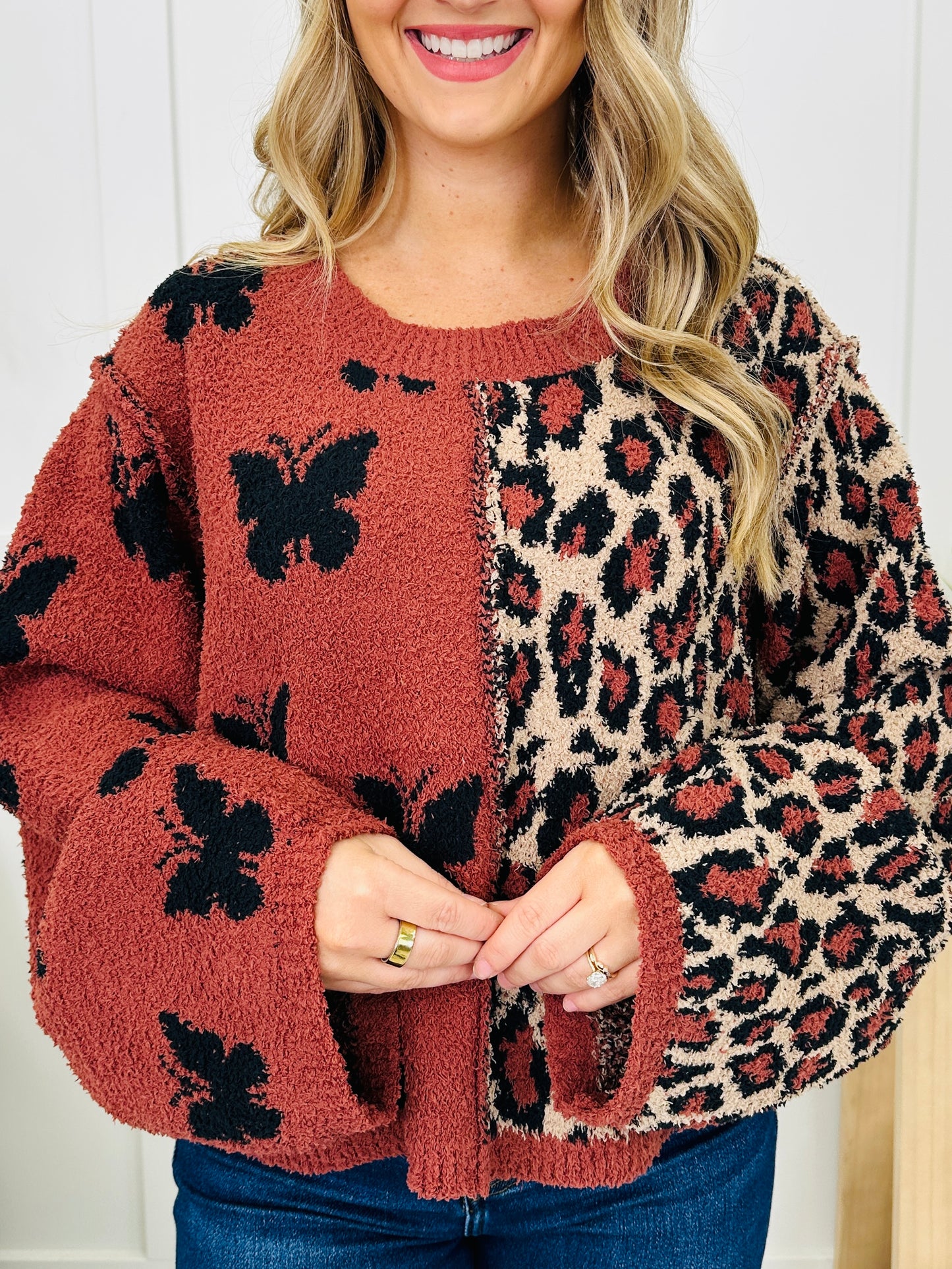 All Mixed Up Sweater in Rust Leopard