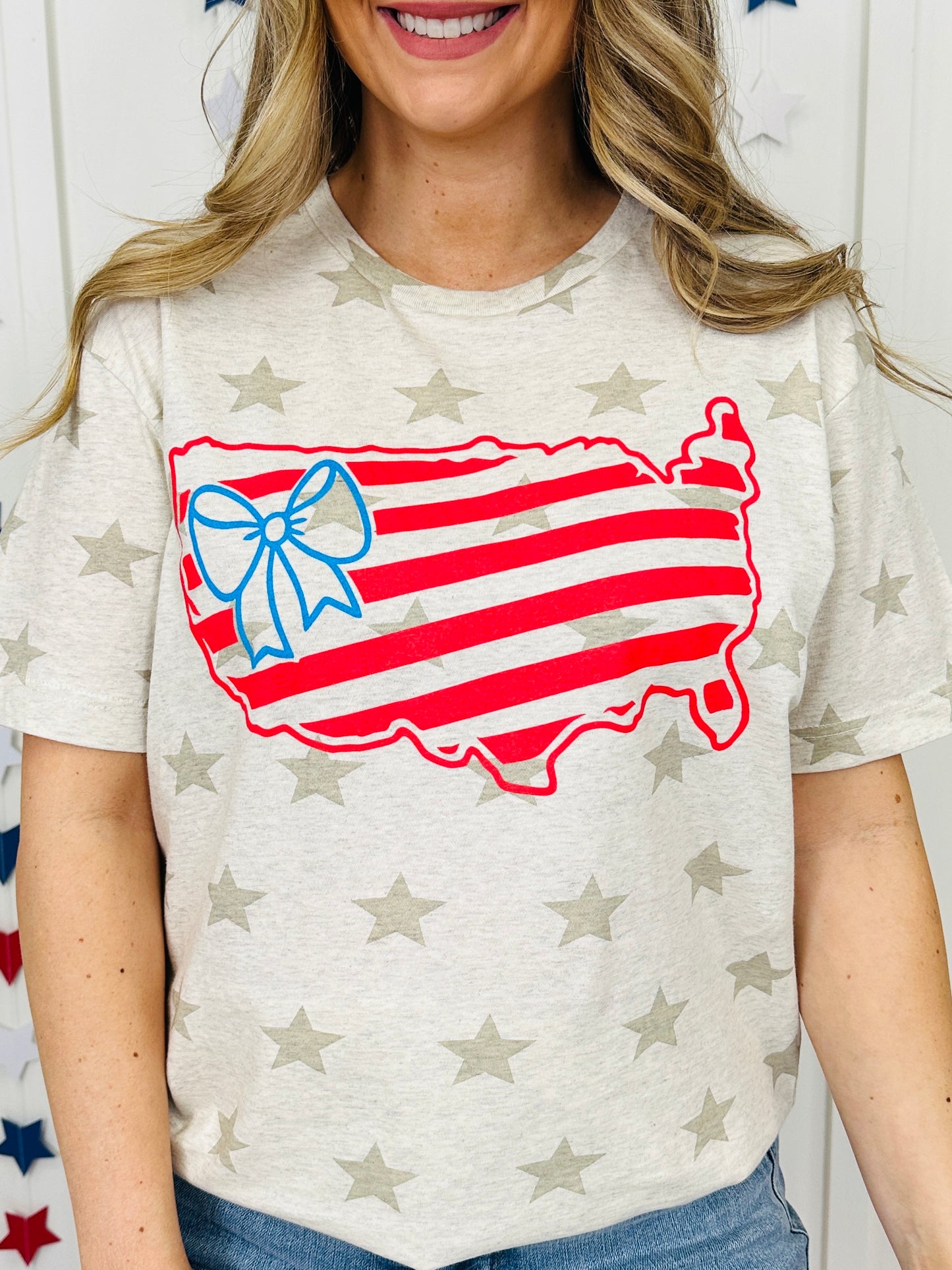 Bow And Stripes United States Graphic Tee