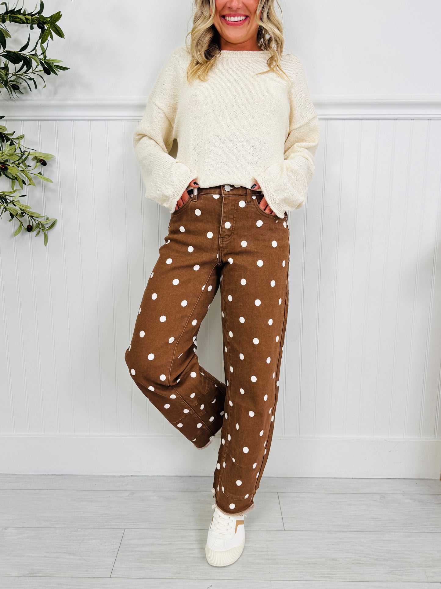 Polka Dot Dreams Tummy Control Barrel Jeans