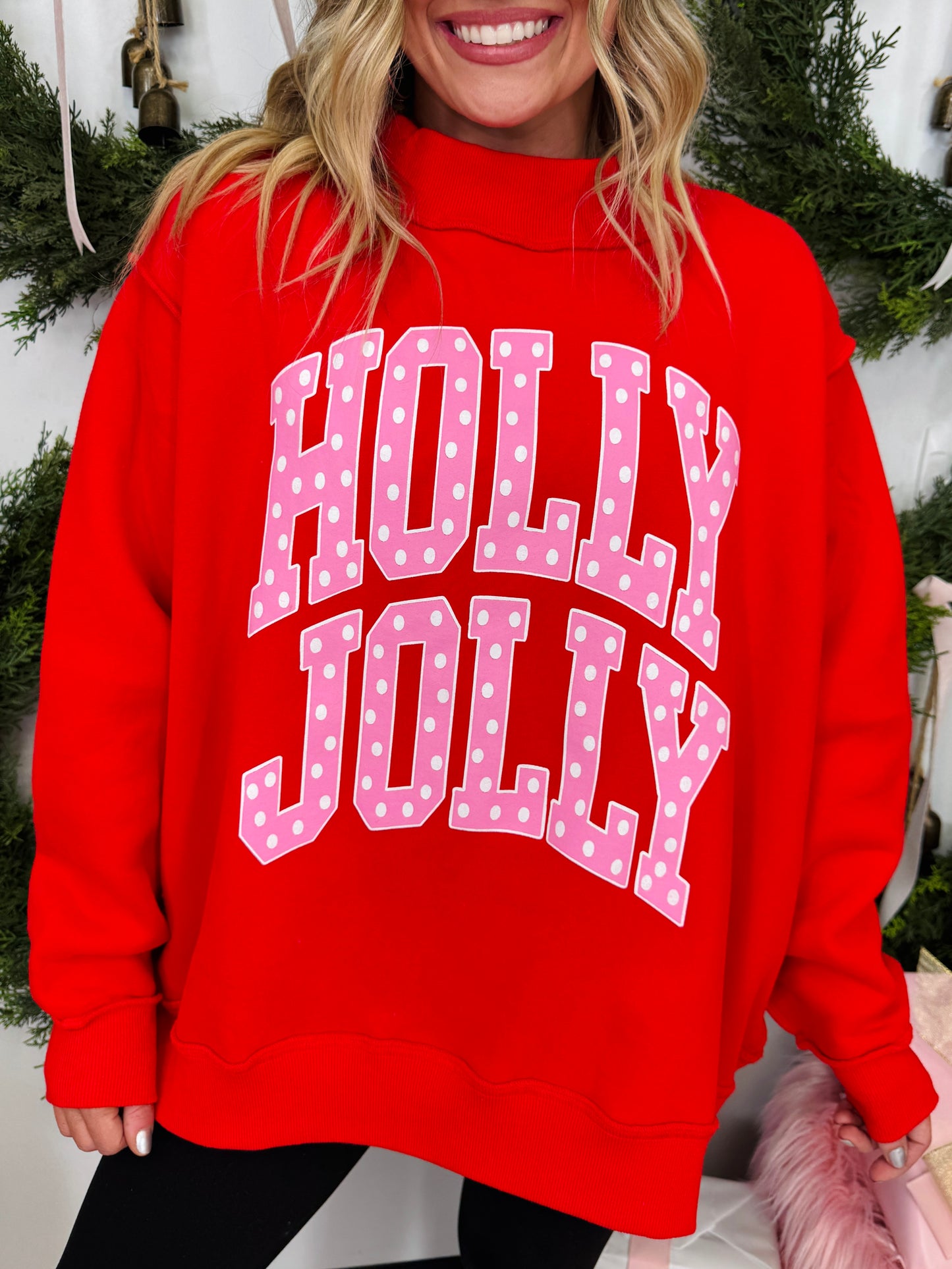 In My Holly Jolly Era Mock Neck Graphic Sweatshirt
