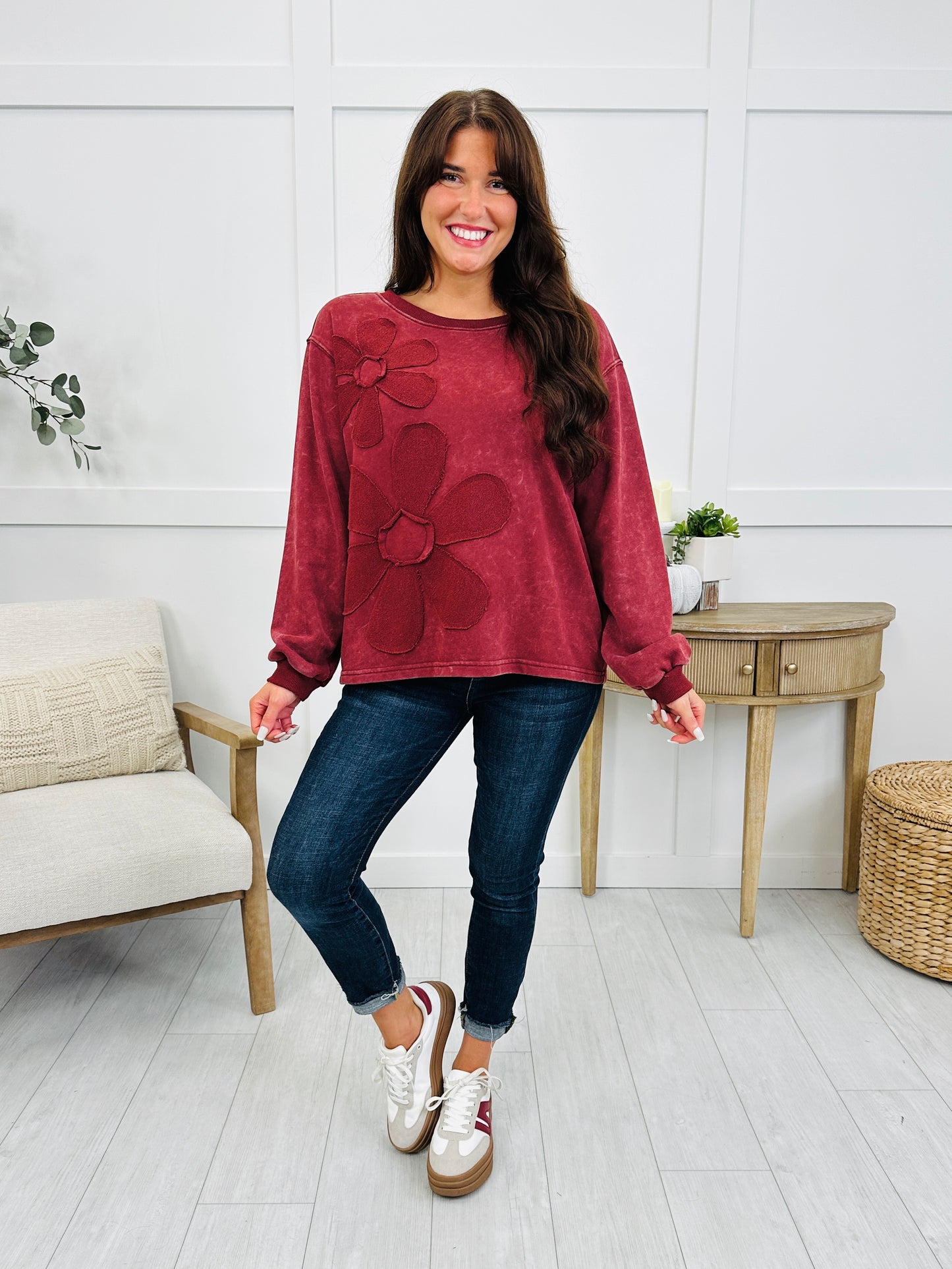 Washed Wildflower Top In Burgundy