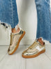 Glimmer Groove Sneakers In Gold White