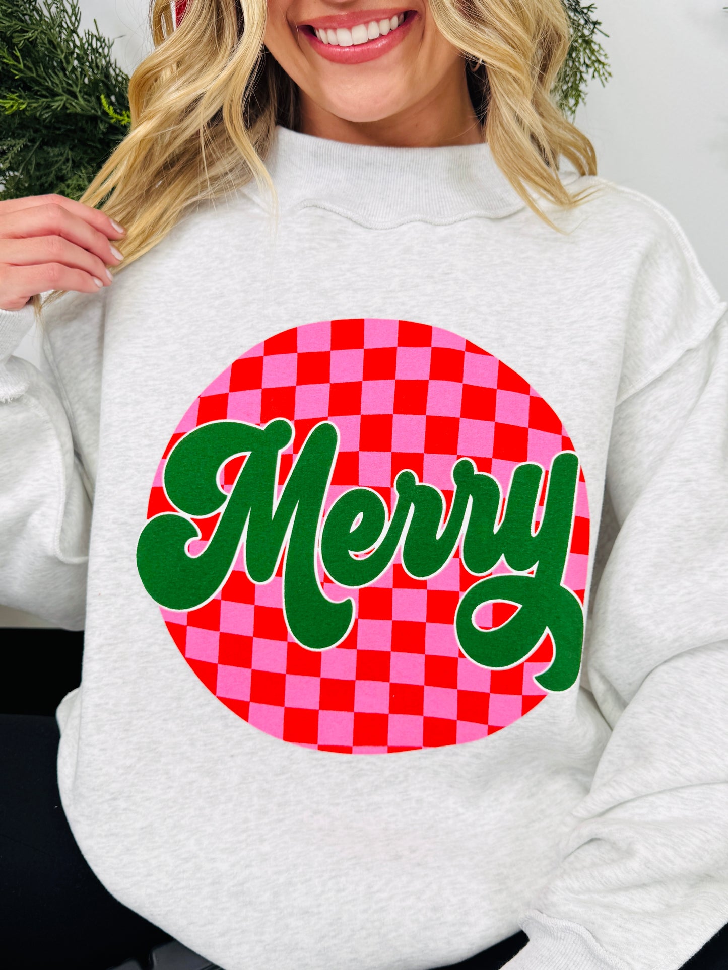 Merry Mood Mock Neck Graphic Sweatshirt