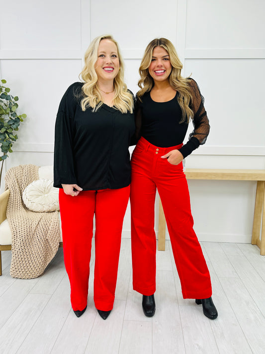 Judy Blue All is Bright Wide Leg Corduroy Trousers in Reg/Curvy