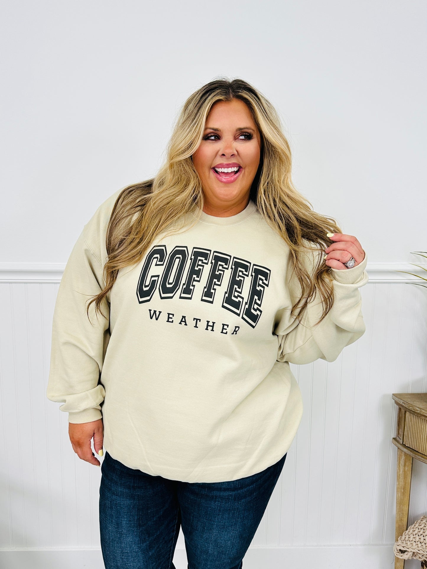 Coffee Weather Crewneck Sweatshirt in Taupe