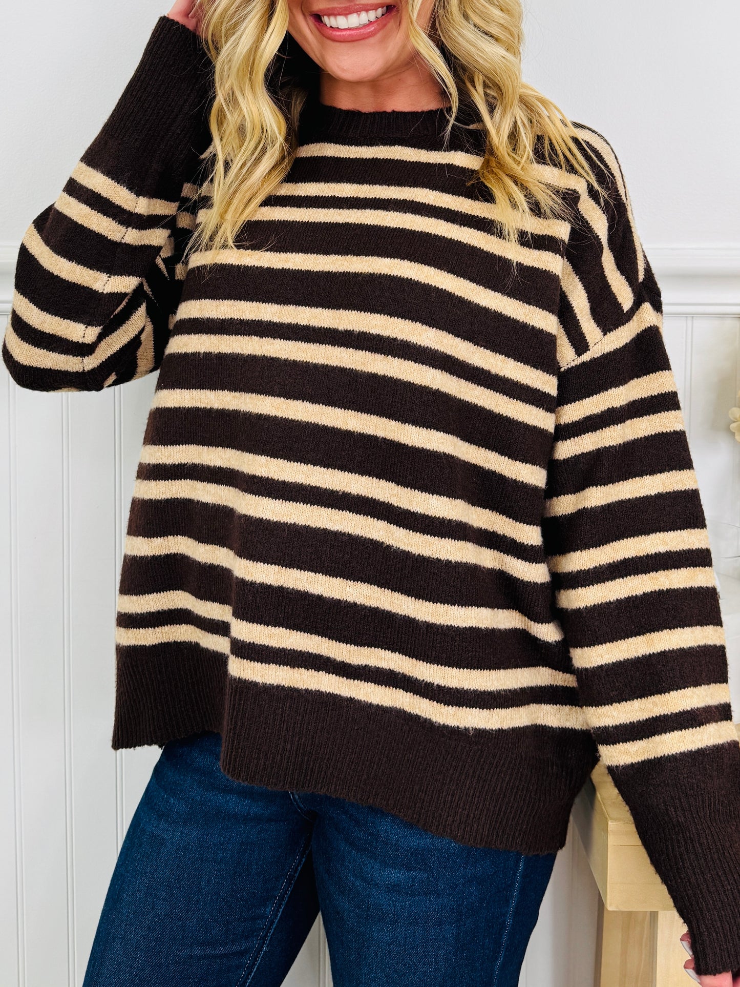 Soft Seasons Sweater In Dark Brown