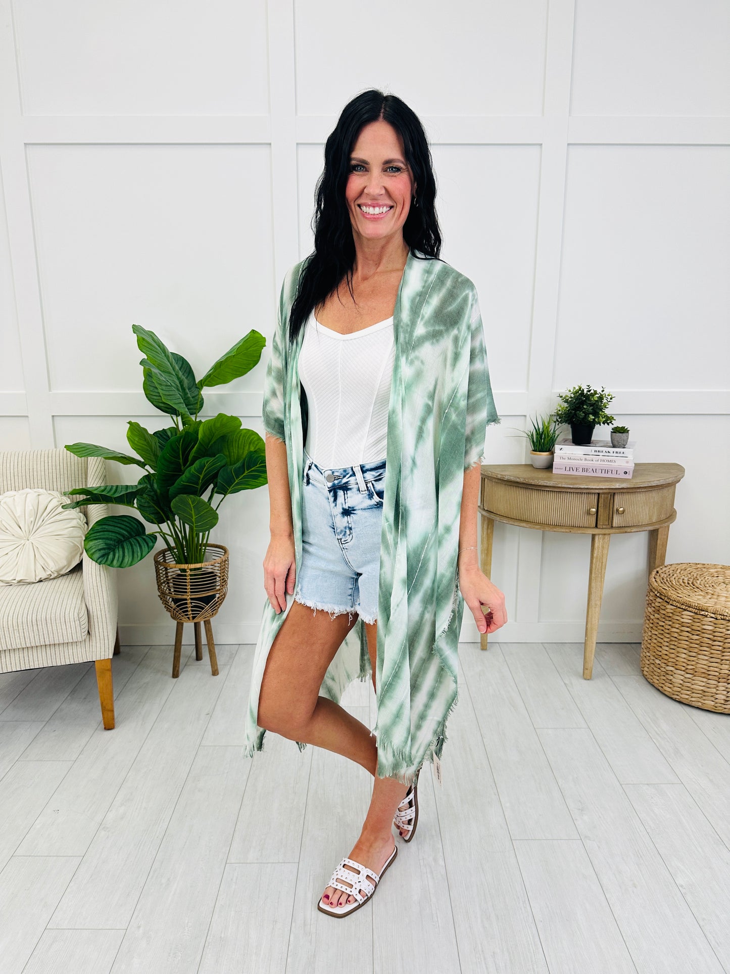 Coastal Drift Kimono in Sage