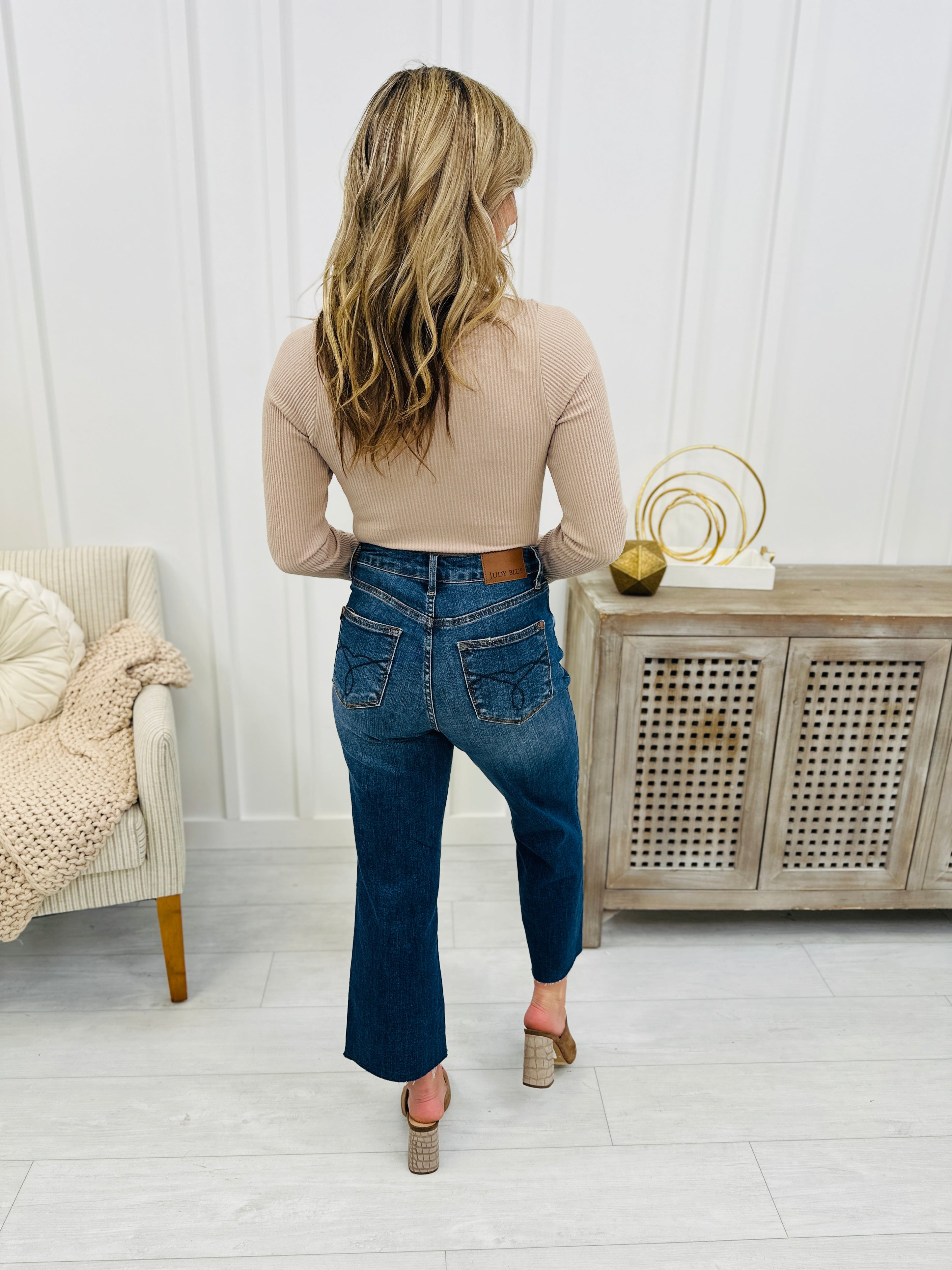 Judy Blue Maisie High Waist Back Pocket Embroidery Crop Wide