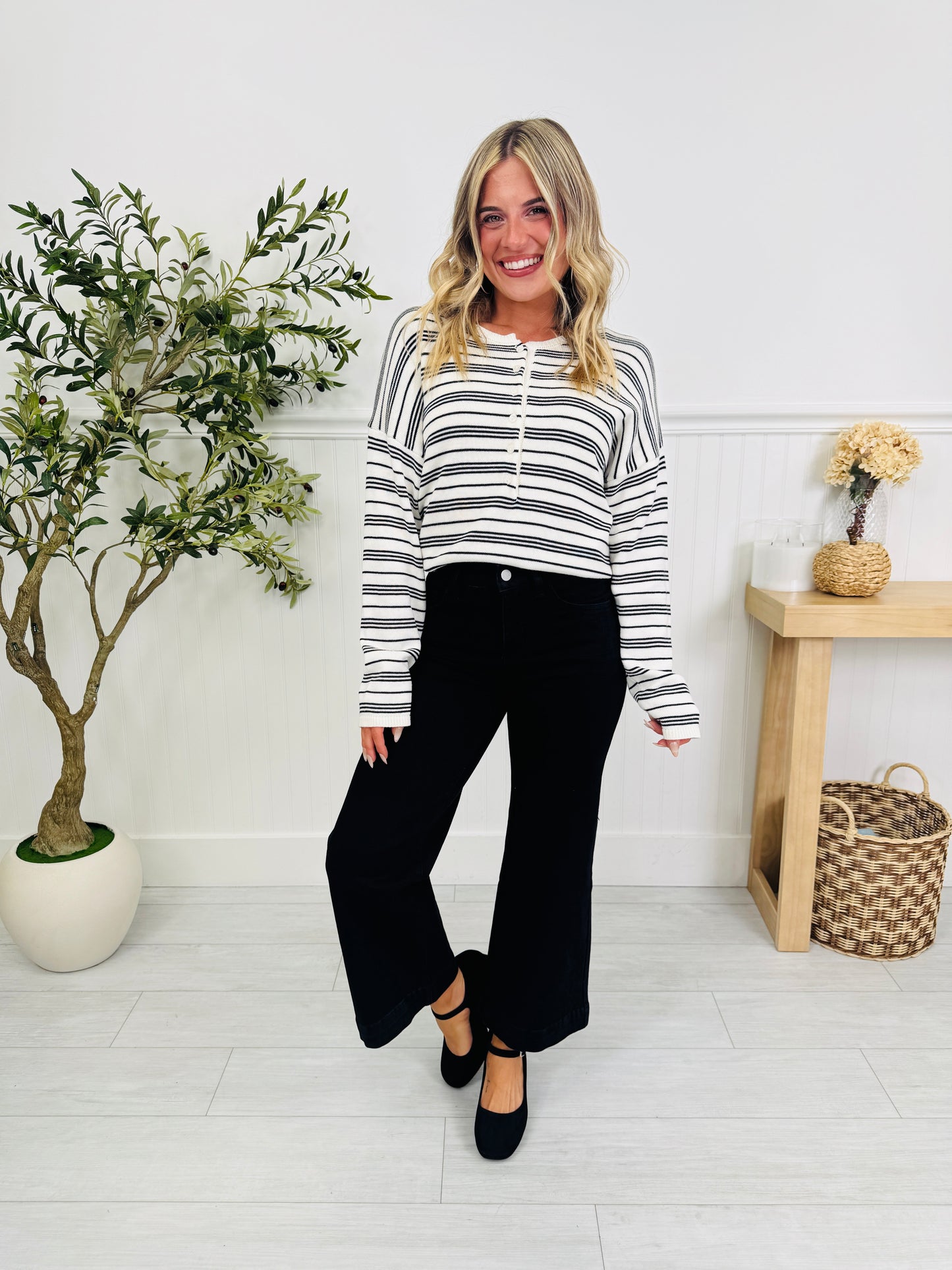 Black To Basics Tummy Control Cropped Wide Jeans In Multiple Inseams