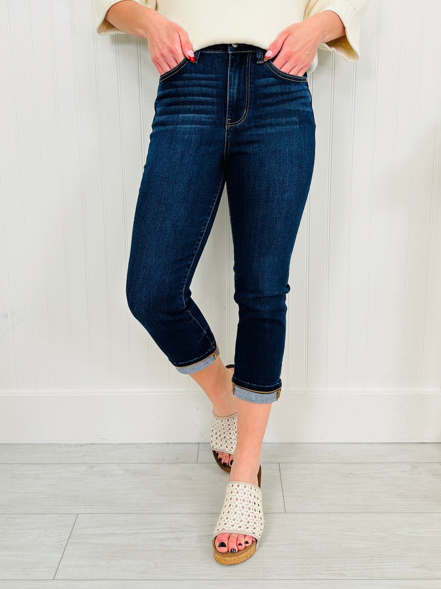 Judy Blue New Beginnings Cuffed Capri Jeans