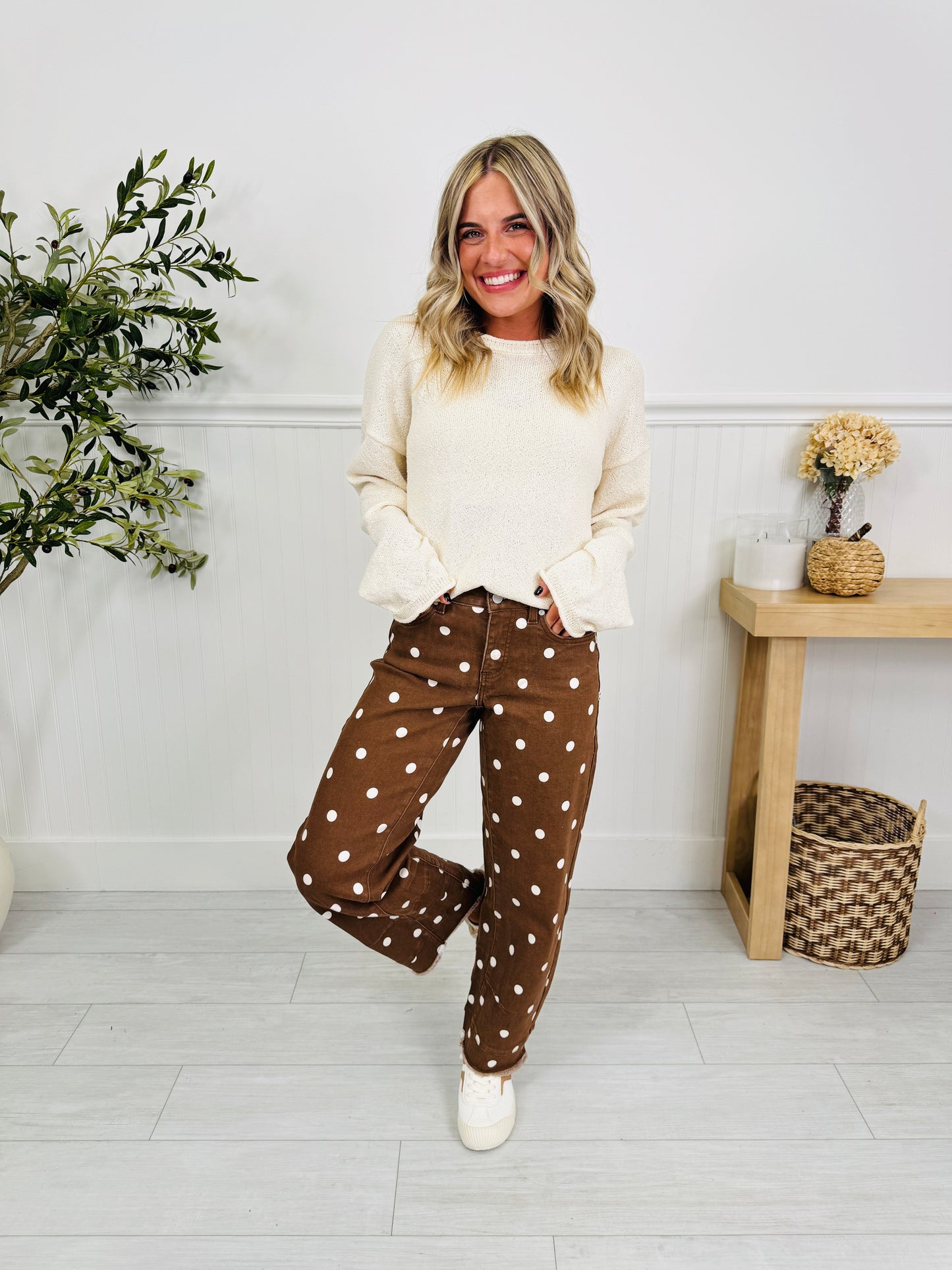 Polka Dot Dreams Tummy Control Barrel Jeans