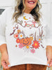 REG/CURVY Floral Ghost Rhinestone Graphic Long Sleeve Top