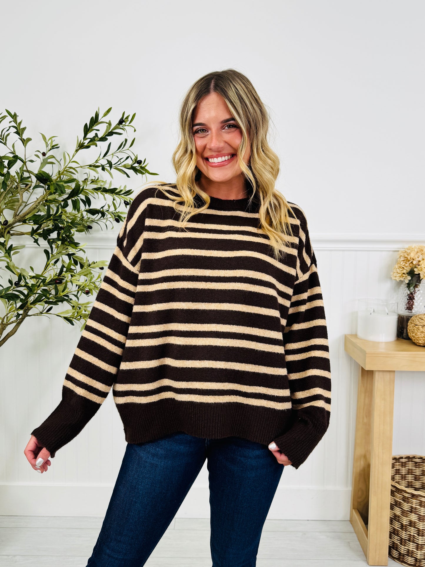 Soft Seasons Sweater In Dark Brown