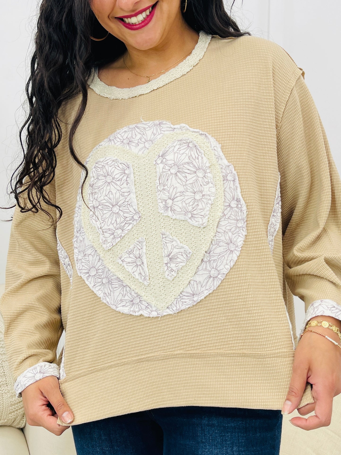 Serenity Stitch Pullover In Beige