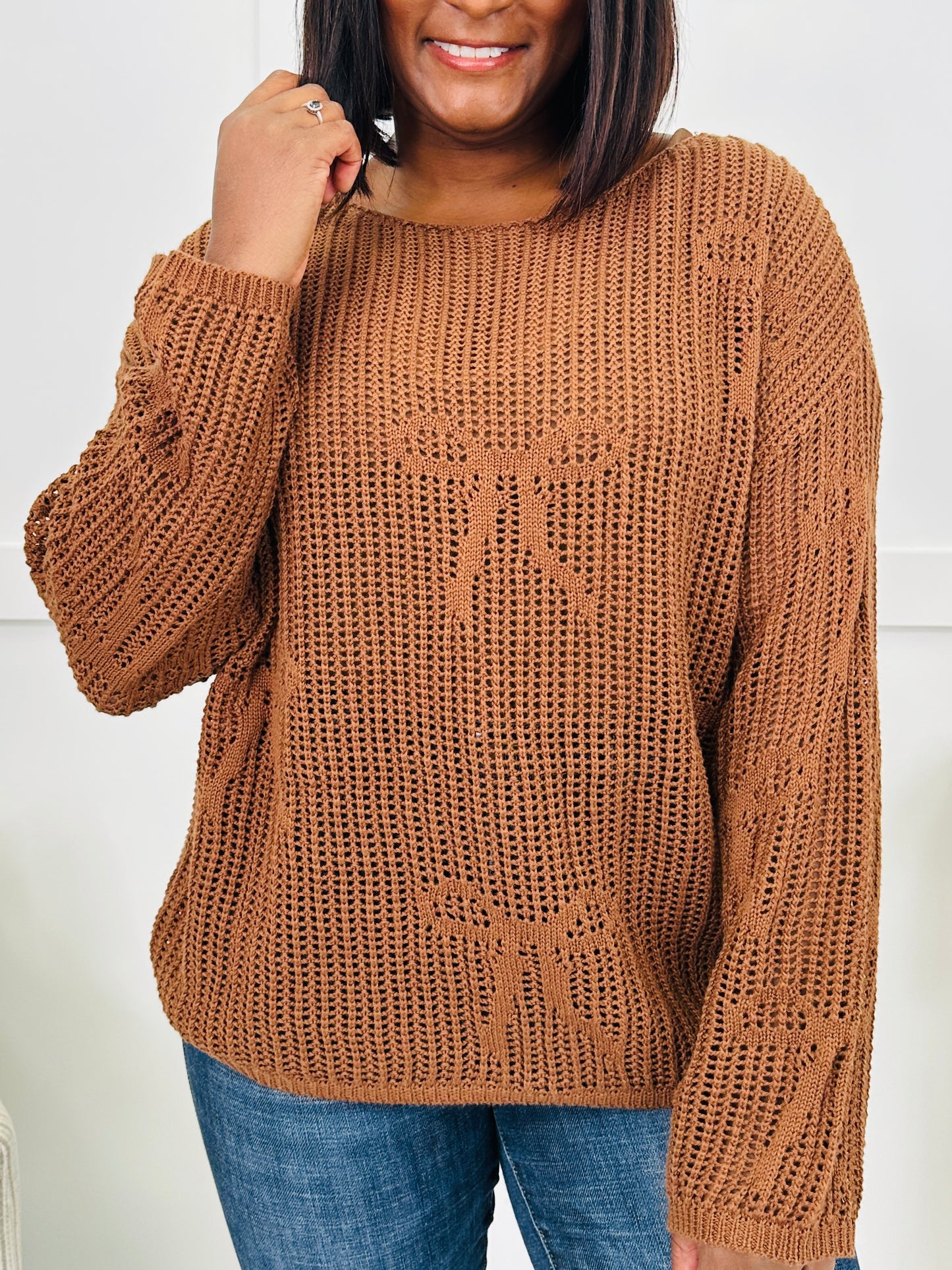 Ribbon Theory Sweater in Brown