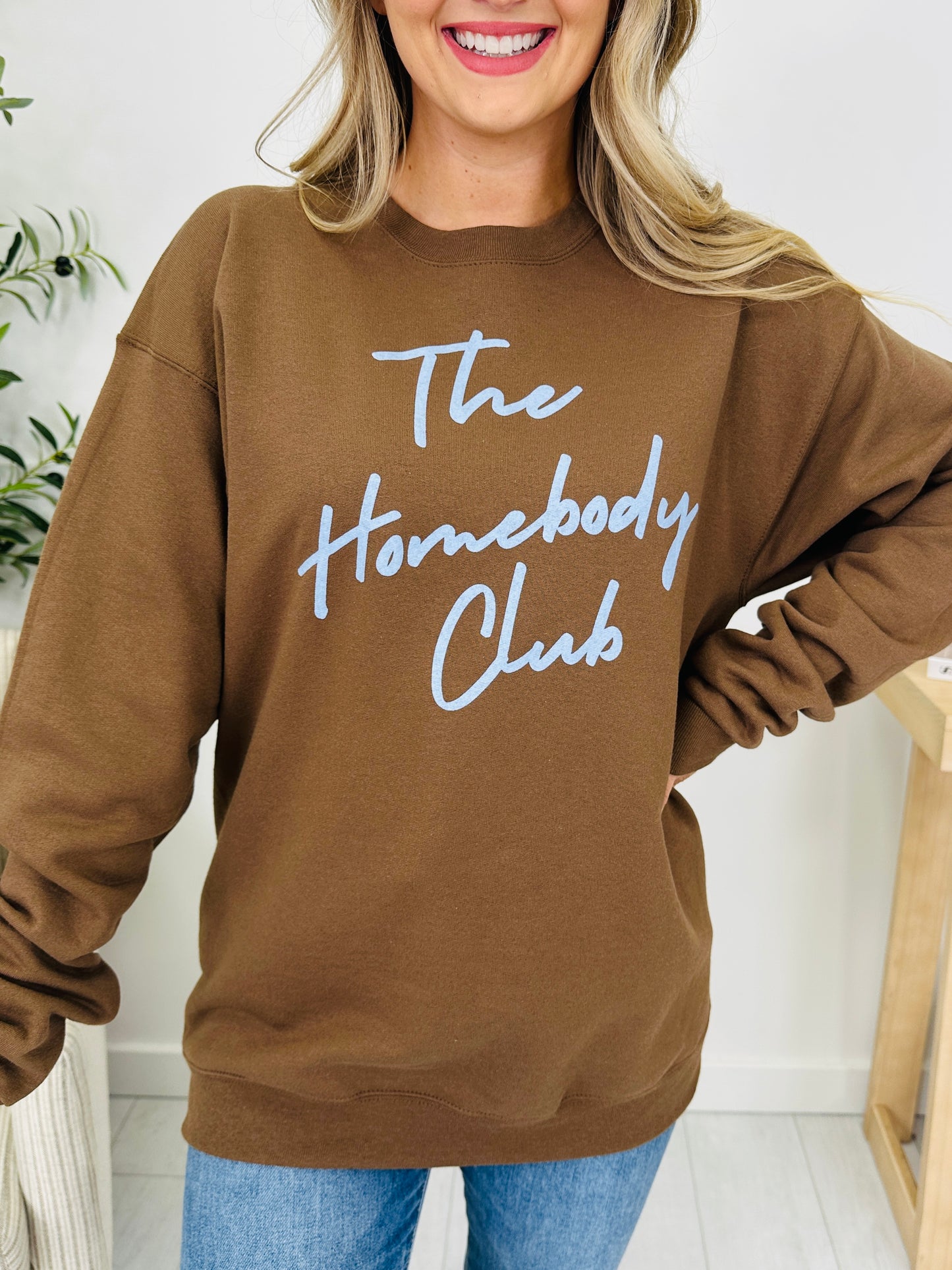 The Homebody Club Graphic Crewneck Sweatshirt in Multiple Colors