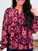 Fall Floral Fantasy Top In Plum